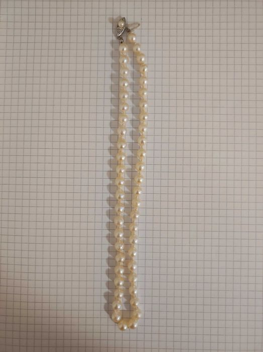 Справжні морські перли кольє з золотою застібкою 14 К (585) проби