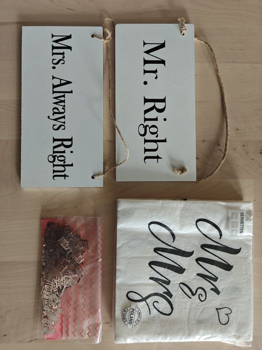 Nowożeńcy, prezent, serwetki, gadżety, just married