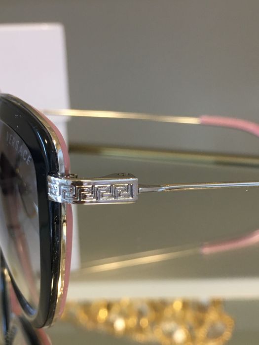 Oryginalne okulary Versace czarne damskie kocie torebka pudelko