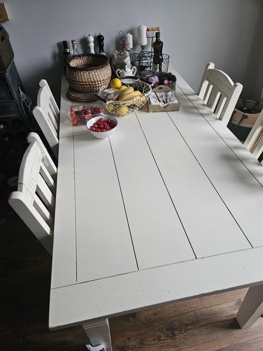 Stół jadalniany z zestawem 4 krzesel, cottage style