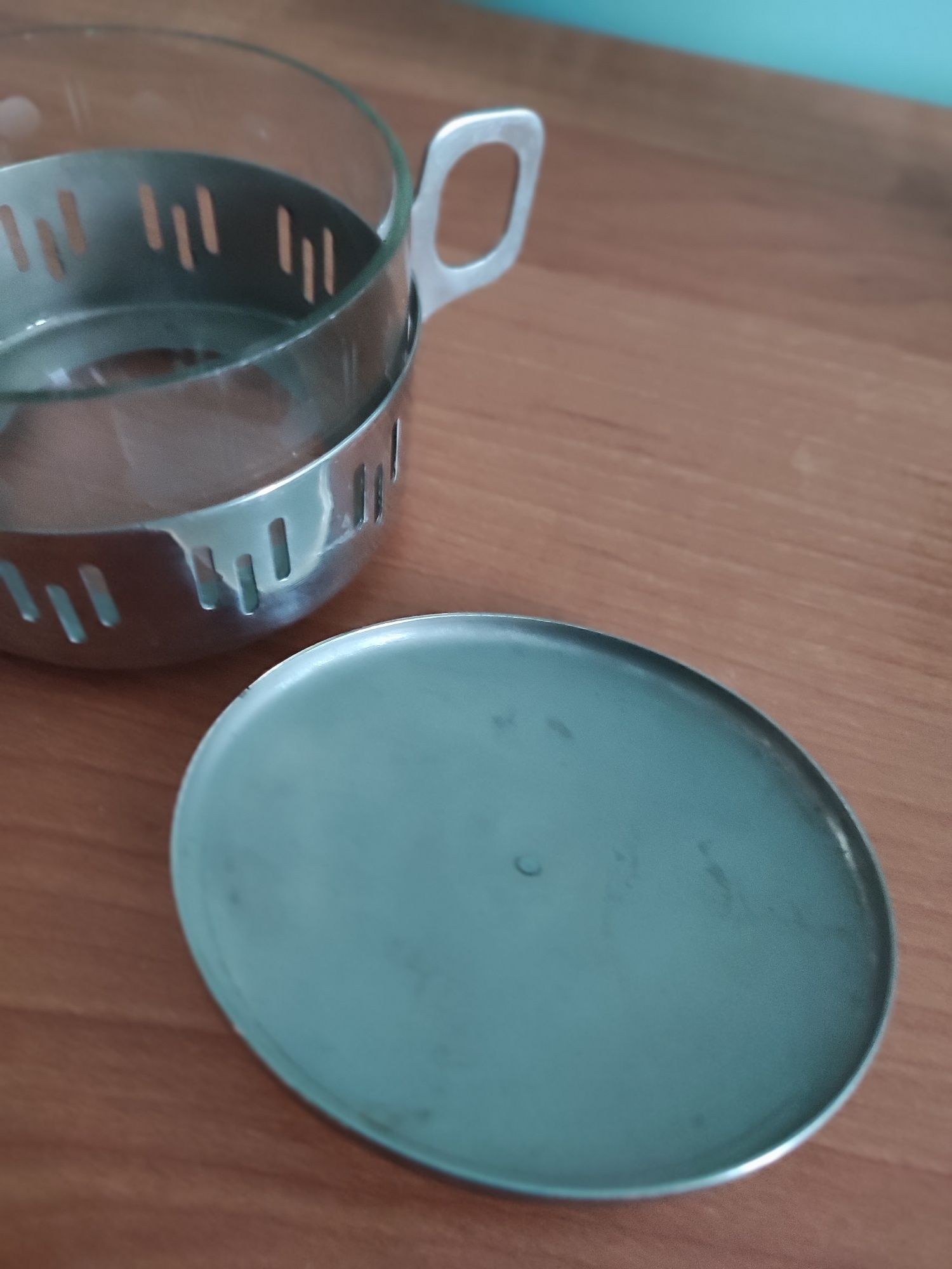 Cukiernica szklano-metalowa z lat 70