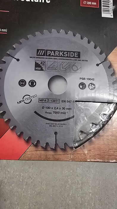 PARKSIDE PSB19042 Tarcza Widia do Drewna 190x30mm 42T Redukcja 20,16mm