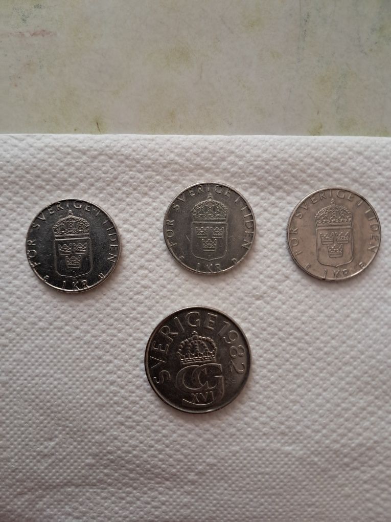 4 monety szwedzkie Carl Gustaf XVI