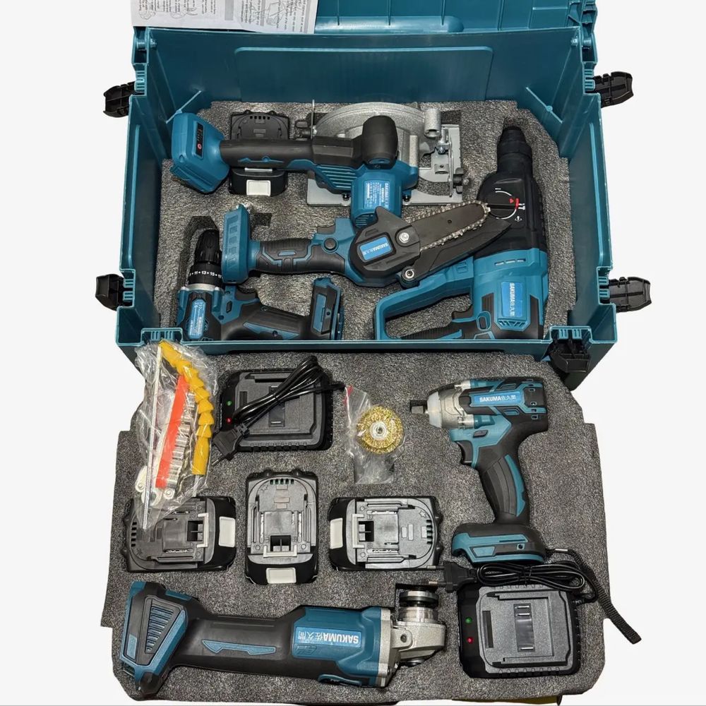 Набір акумляторних інструментів 21V 6 в 1 SAKUMA BLUE CX6T-CORE