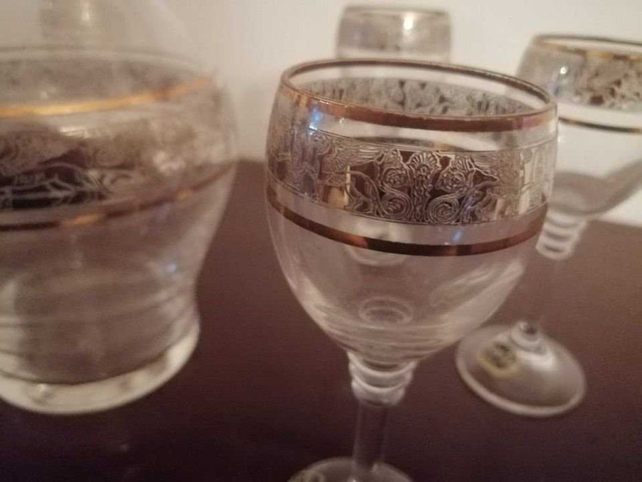 Garrafa /licoreira cristal Bohemia c/cálices s/uso