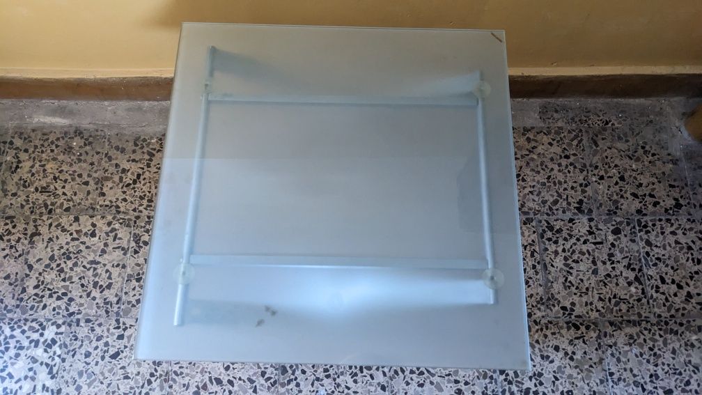 Stolik stół szklany blat / metalowy stelaż 60x60x46