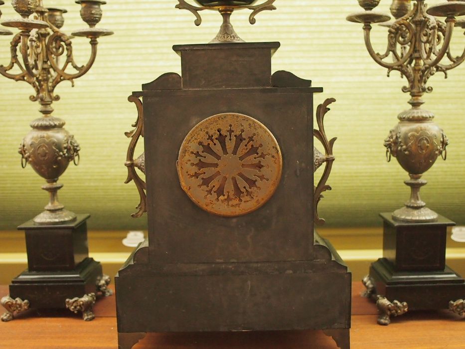 Zegar Antyk + 2 świeczniki