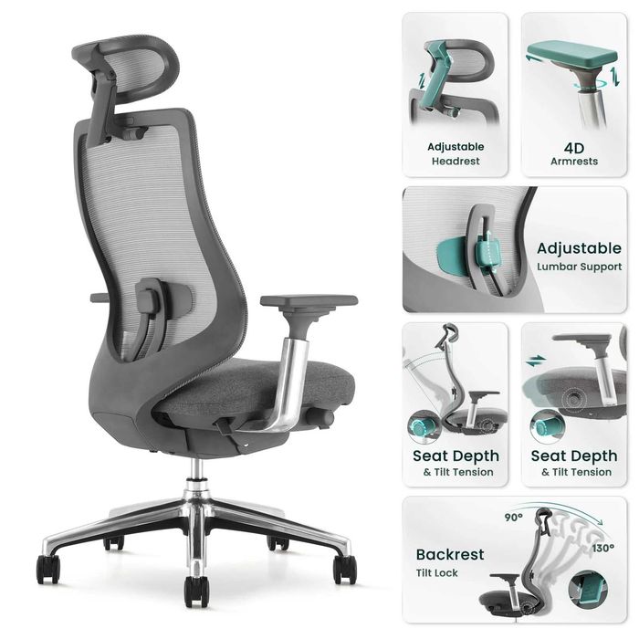 Cadeira  ergonómica Colamy Atlas (dark grey)
