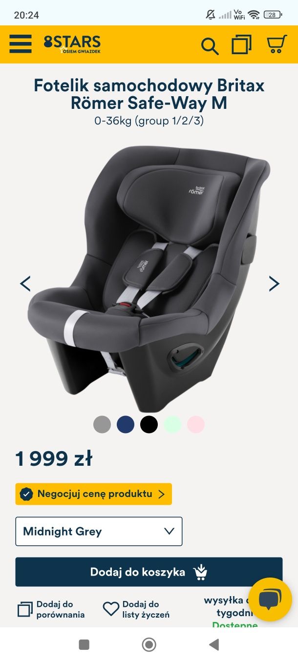 Sprzedam fotelik Britax Römer Safe-Way M 0-36 kg gwarancja