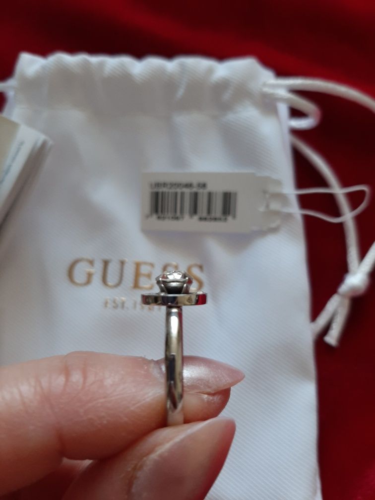 Pierścionek guess all around you 58 18,1 mm nowy stal srebrny cyrkonie
