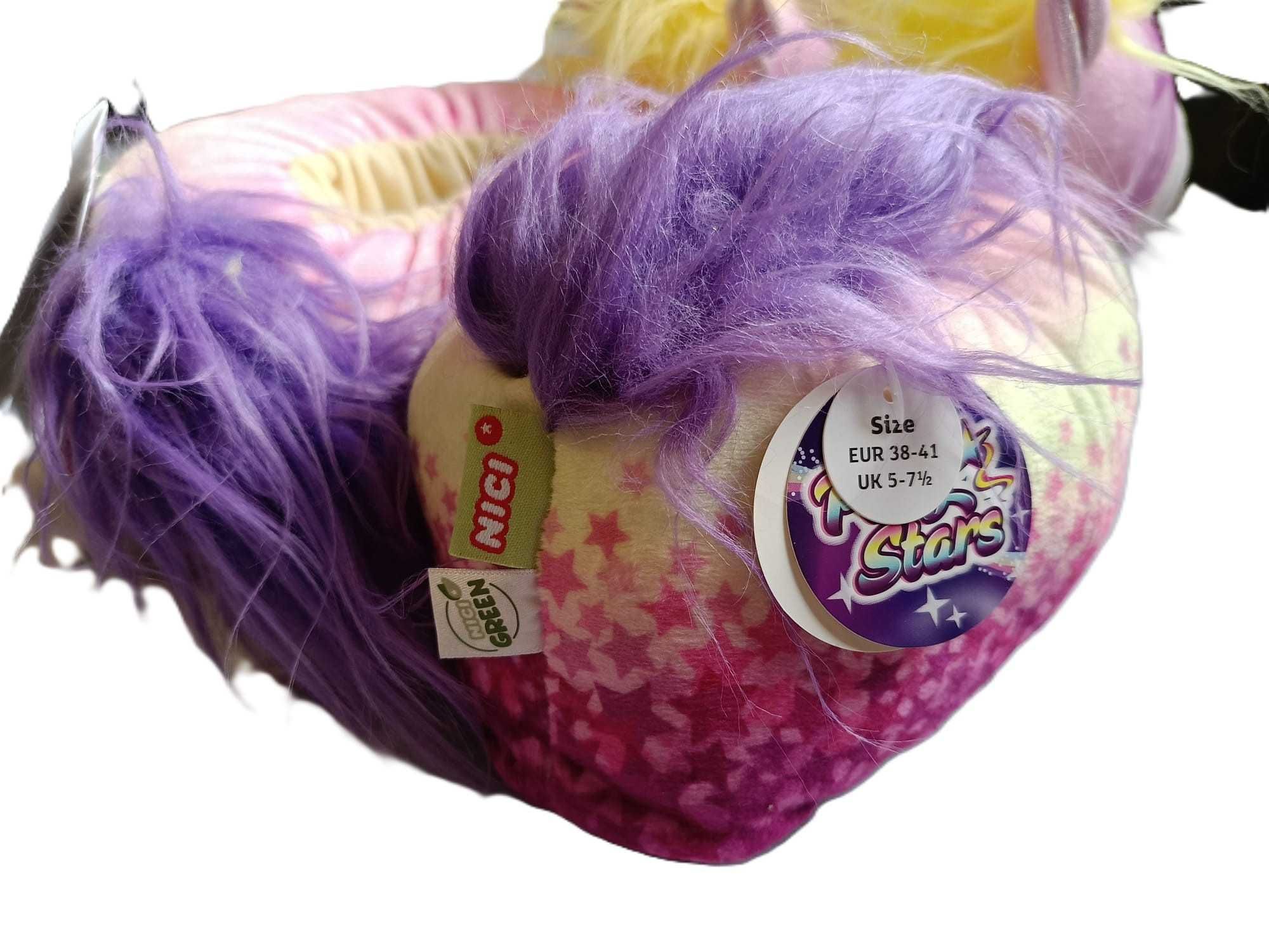 NOWE Pluszowe kapcie bambosze NICI Candydust Pony KUCYKI r. 38-41