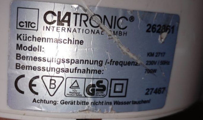 Części do robota kuchennego Clatronic KM 2717, 700W
Clatronic KM 2717,