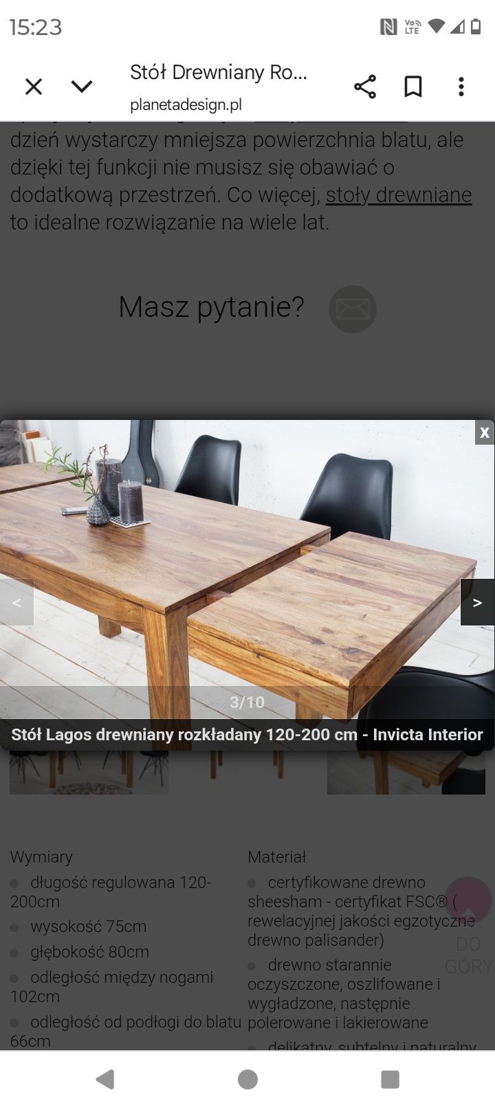 Stół drewniany - rozkładany