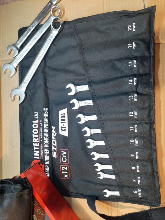 Набір ключів комбінованих 12од  6-22 мм, Cr-V, чохол INTERTOOL XT-1004
