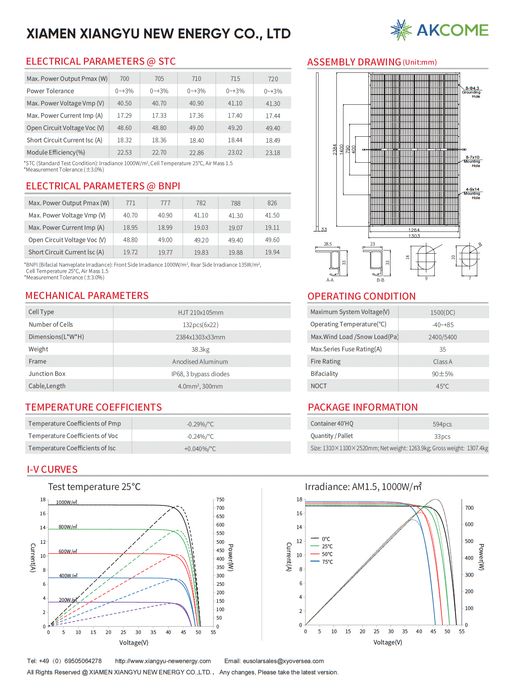 Panel fotowoltaiczny AKCOME 710W Bifacial