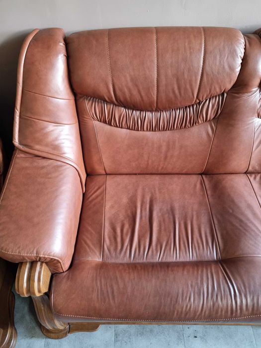 Komplet wypoczynkowy skórzany z funkcją spania