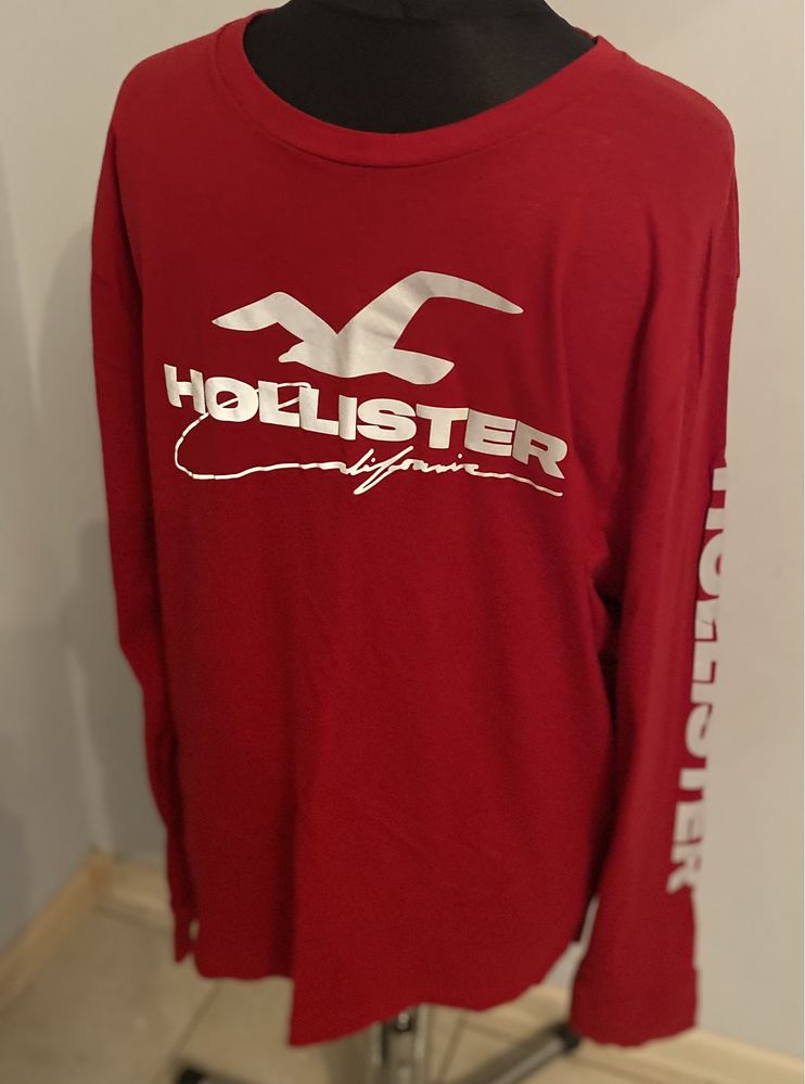 Hollister longsleeve, extra koszulka męska czerwona r.XXL