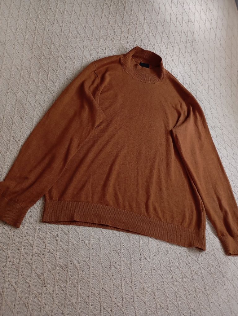 H&M L bazowy cienki sweterek karmelowy
