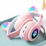 Słuchawki Bluetootch 5.0 Z LED RGB Świecące Kocie Uszy z Uszami Kota