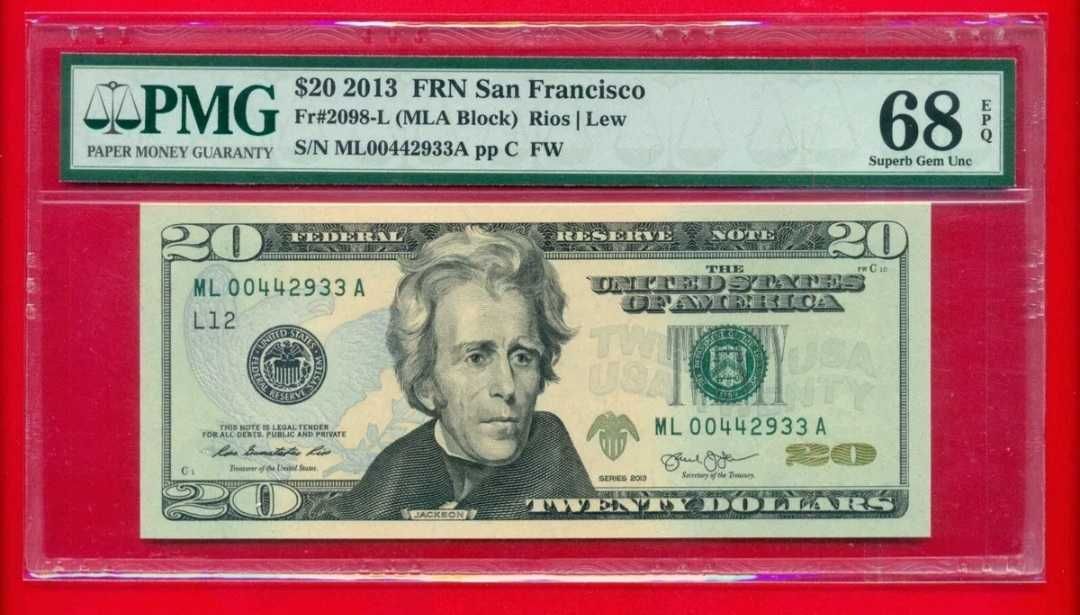 Nota 20 Dollares 2013 - Superb Gema 68 - FRN San Francisco