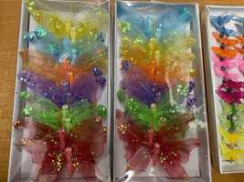 Kolorowe Motyle florystyczne na klipsie ozdobne - 72 szt