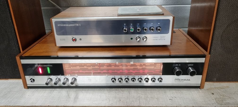 Zestaw stereo amplituner, Gramofon, magnetofon.  Vintage. Proxima RFT