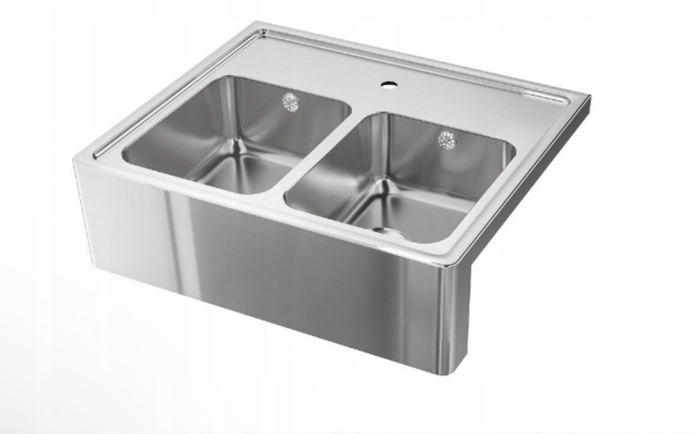 Zlew dwukomorowy Bredsjon Ikea stal nierdzewna z widocznym frontem