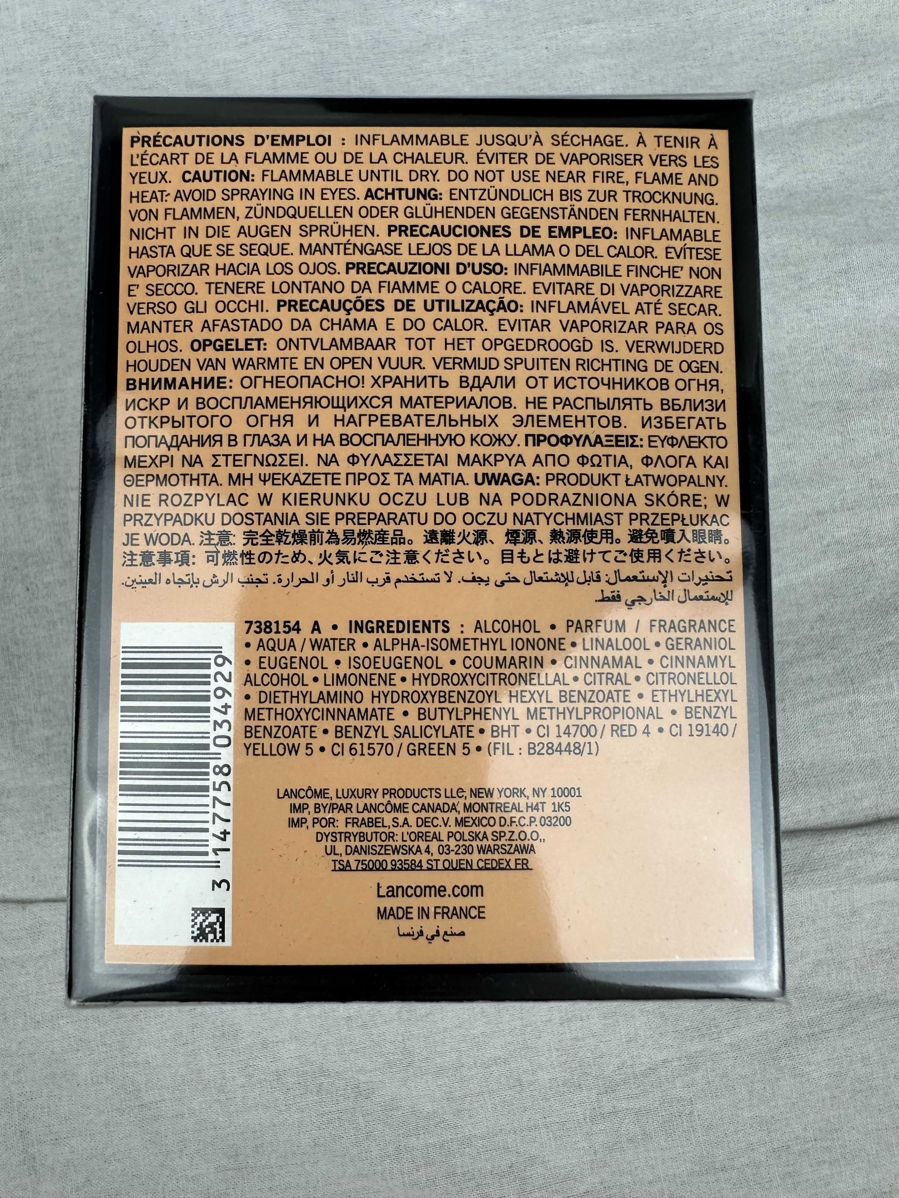 Perfumy Trésor Eau de Toilette Lancôme Nowe Folia 1/1 de parfum nowość