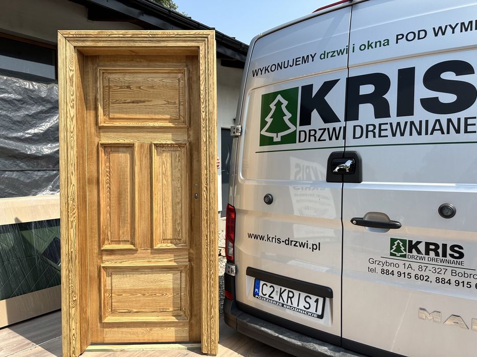 Drzwi lite drewniane szczotkowane postarzane olejowane z regulowaną