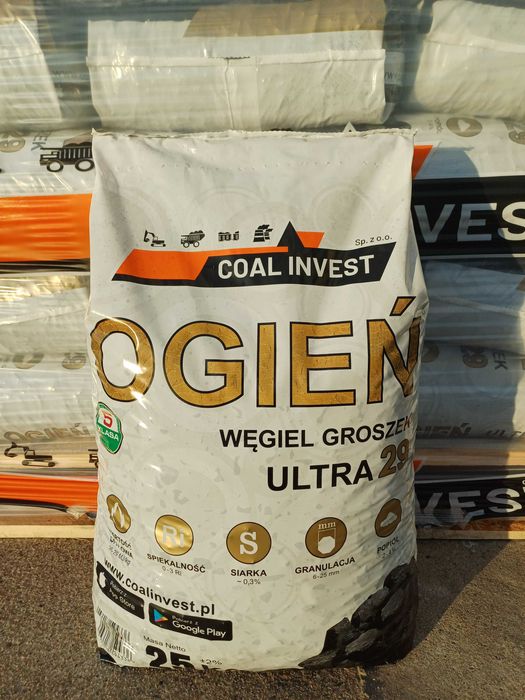 Groszek OGIEŃ ULTRA 29 węgiel ekogroszek 1000 kg transport GRATIS