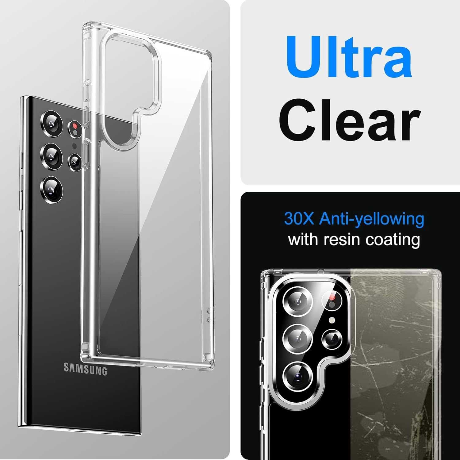 Meifigno etui pancerne Samsung Galaxy S23 Ultra 2szt bezbarwne czarne