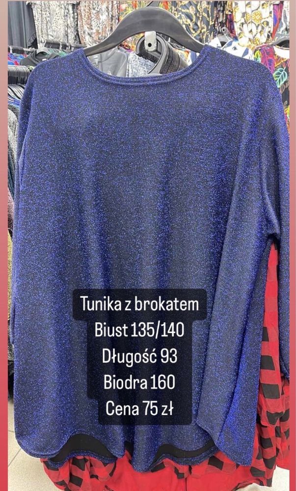 Tunika z brokatem biust 135/140 plus size