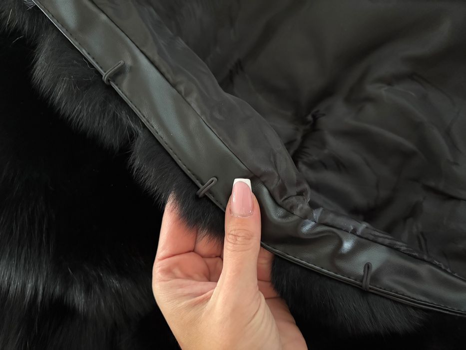 Czarne futro naturalne Lis s m kożuch