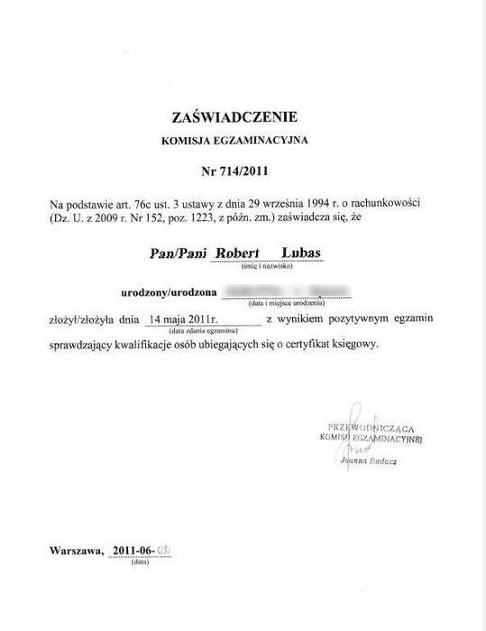 Biuro rachunkowe. Usługi księgowe. Certyfikat Min. Finansów. Od 150 zł