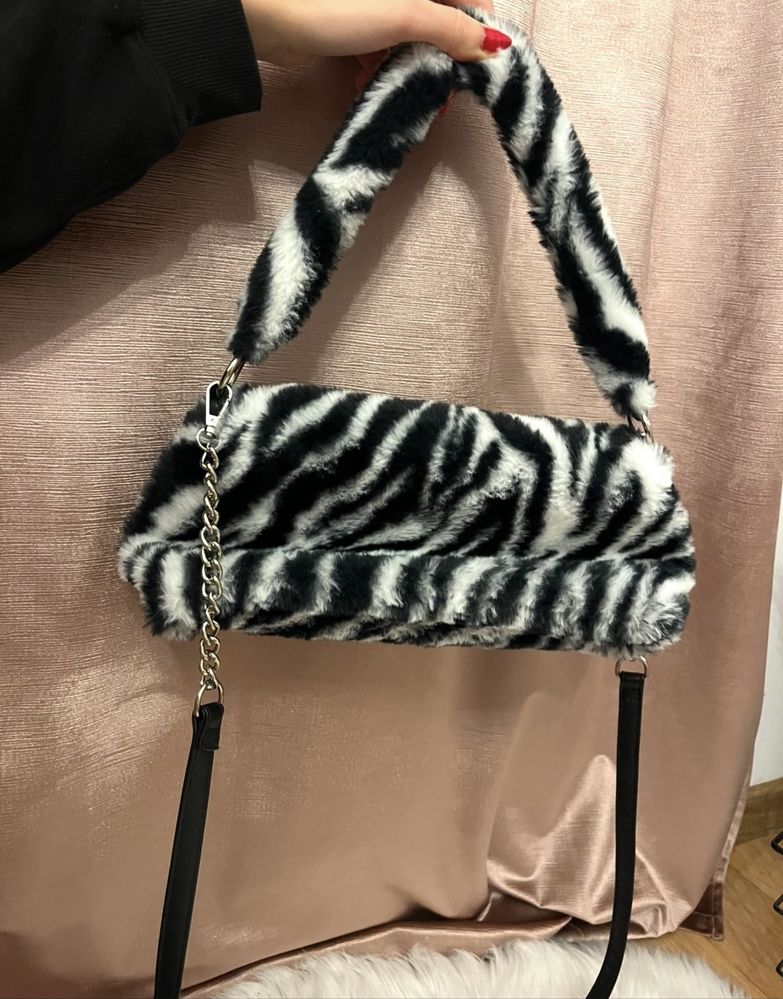 torebka futerko zebra primark bagietka