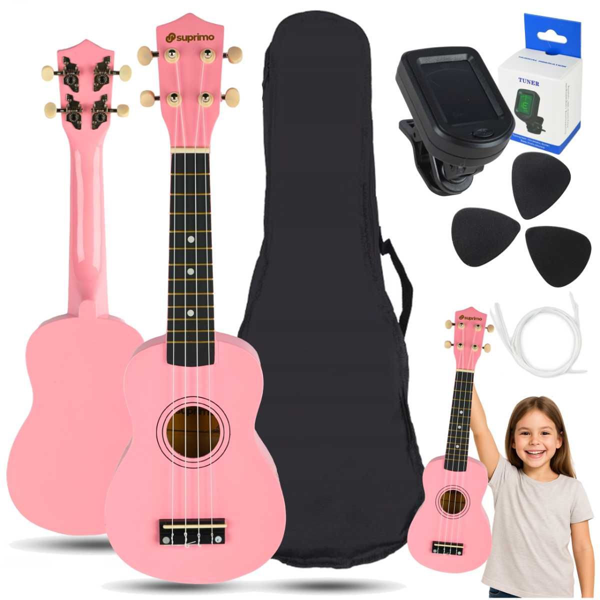 Ukulele sopranowe SUPRIMO UK21 SET PK różowe ZESTAW