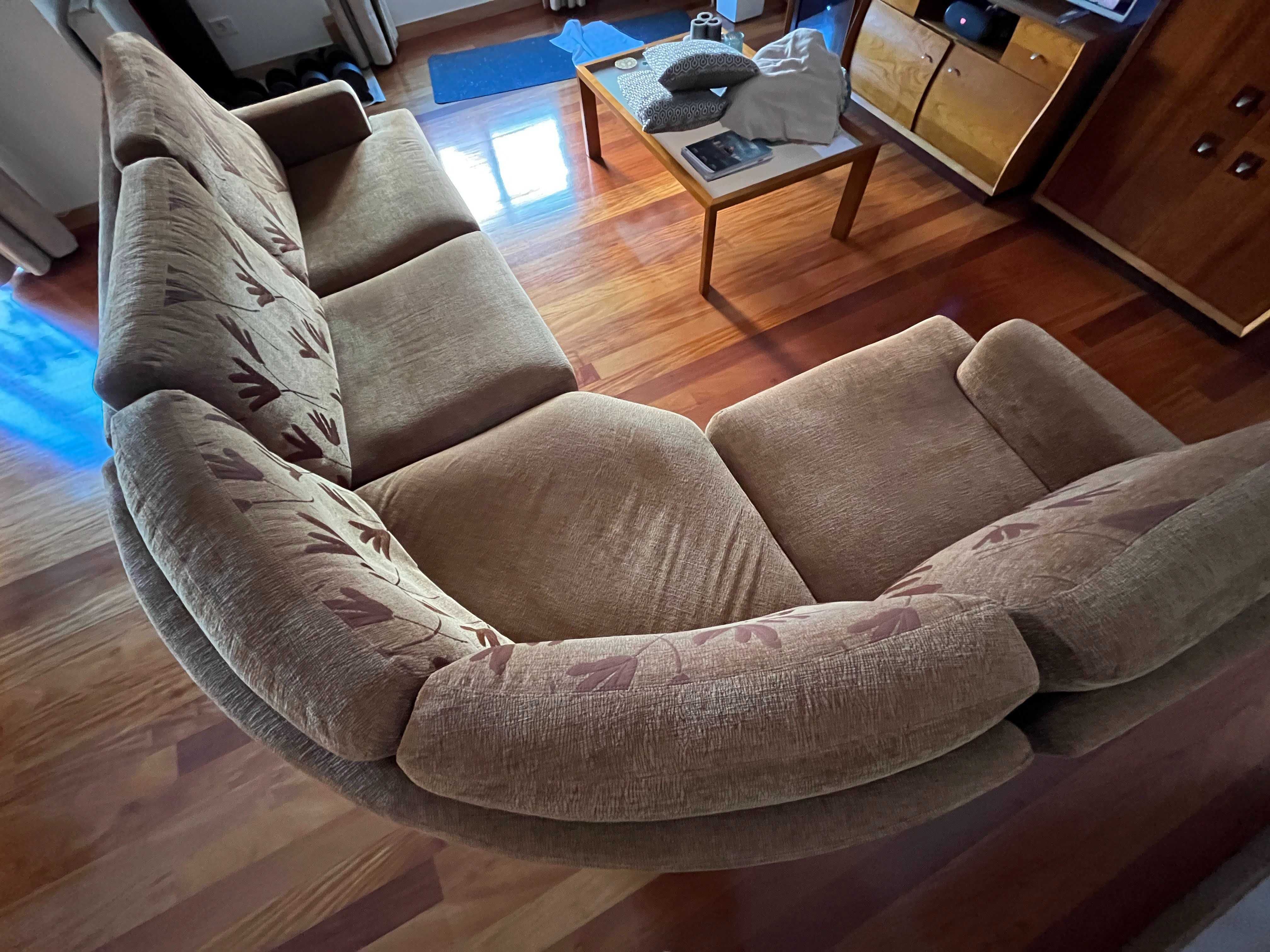Sofá Milani de Canto com Chaise Longue - 3m - Castanho - Excelente