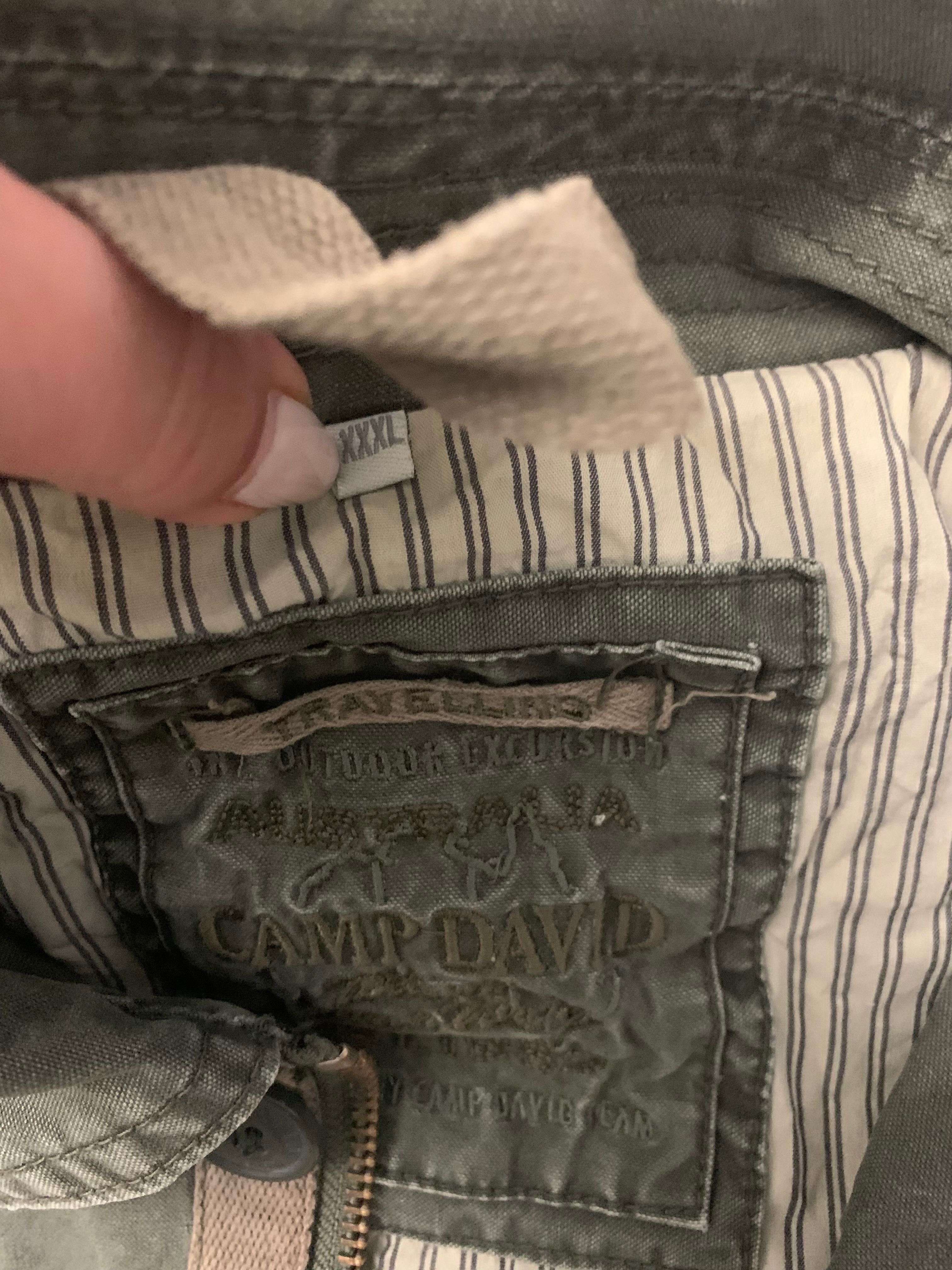 Camp David militarna kurtka męska jeans XXXL, khaki, logowana, pagony