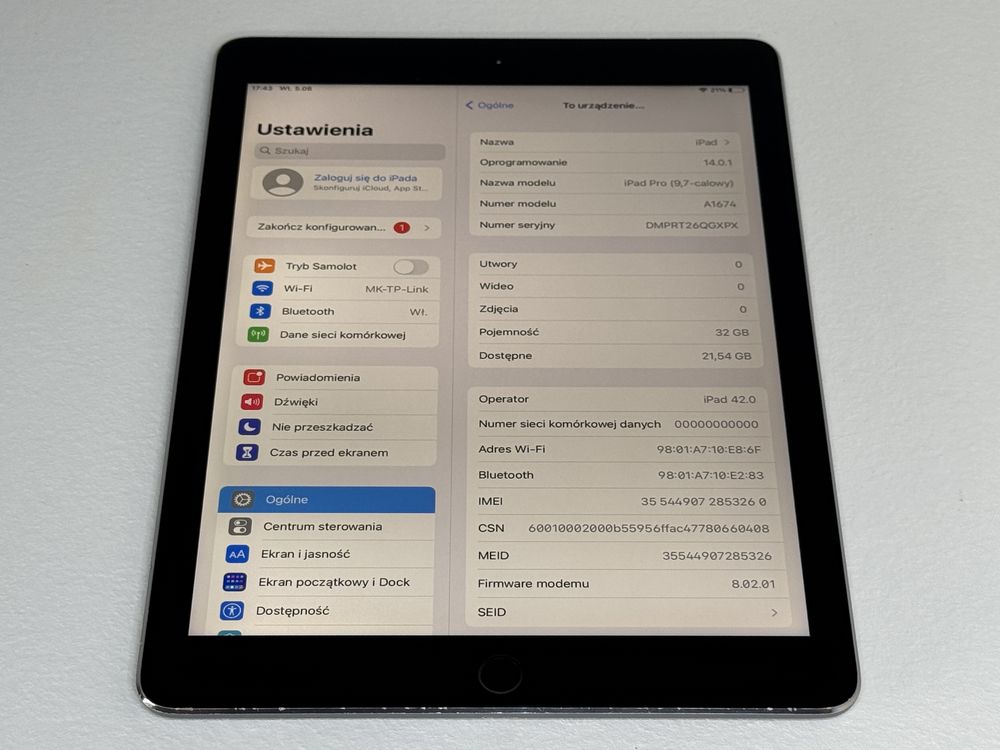 iPad Pro 9.7 (A1674) - 32GB - Cellular (LTE) - faktura VAT 23%