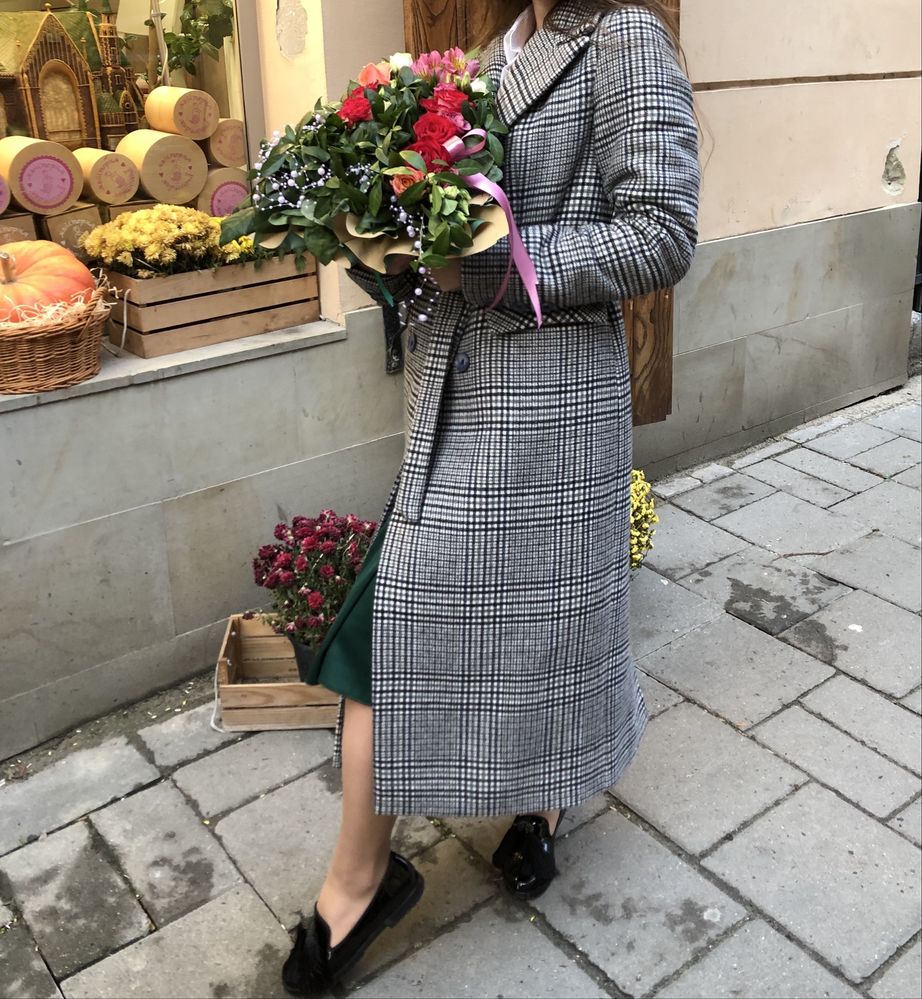Пальто осінь - тепла зима довге з поясом