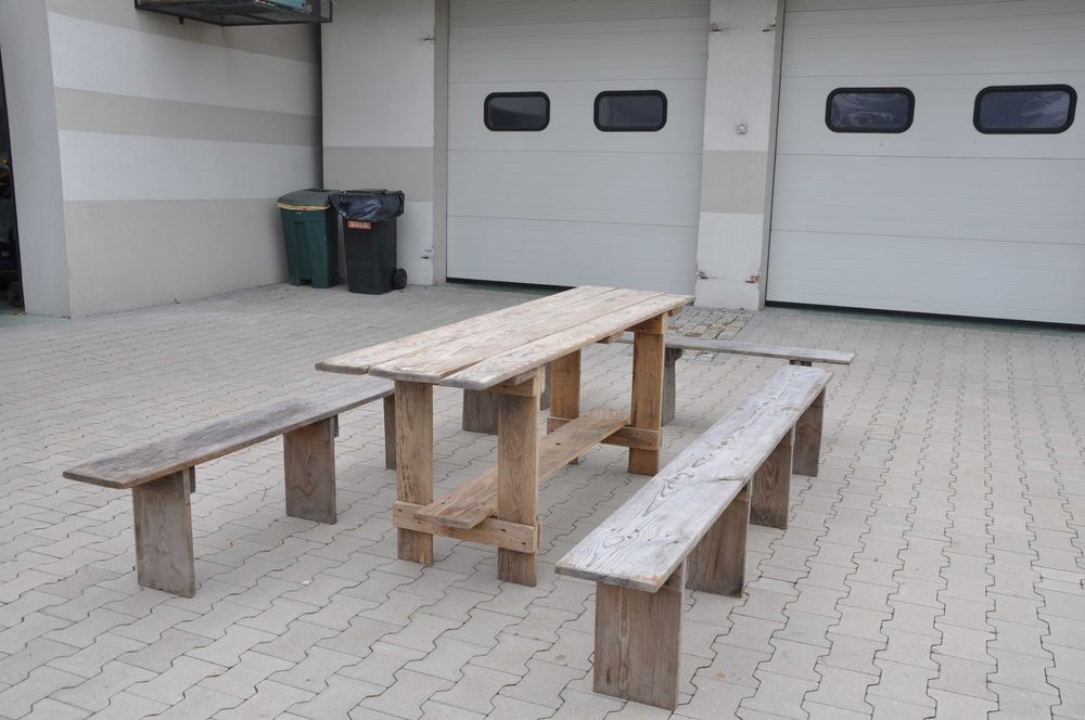 Meble ogrodowe/polowe, komplet, drewniane, solidne