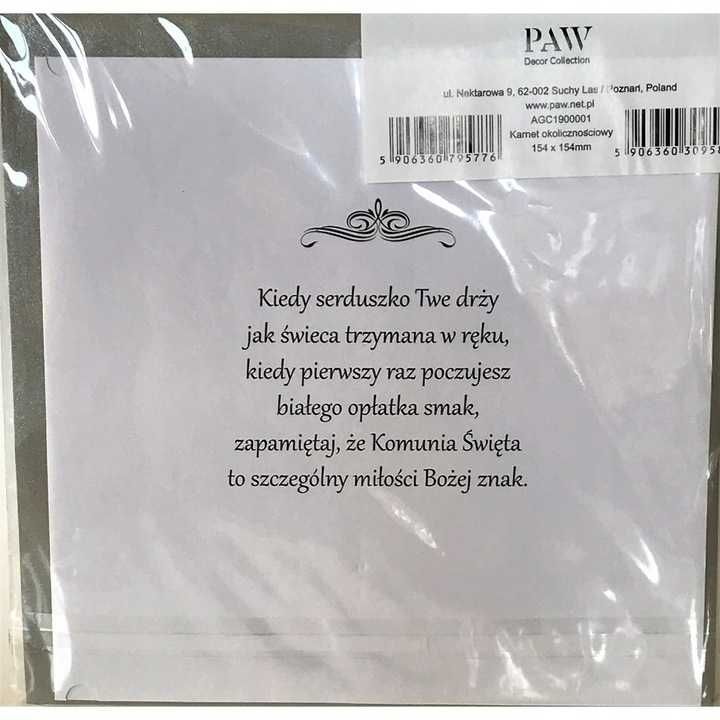 Kartka karnet I Komunia Święta elegancki pamiątka