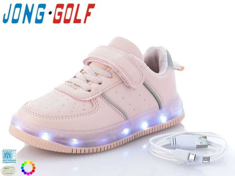 Детские светящиеся кроссовки тм JongGolf с кабелем Usb Размеры 26 -33