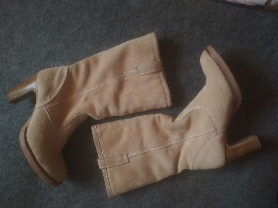 Чоботи George шкіряні зимові сапоги  натуральний замш бежеві 36