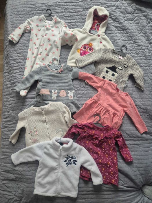 Ciepłe ubranka na zimę dla dziewczynki 74 zestaw