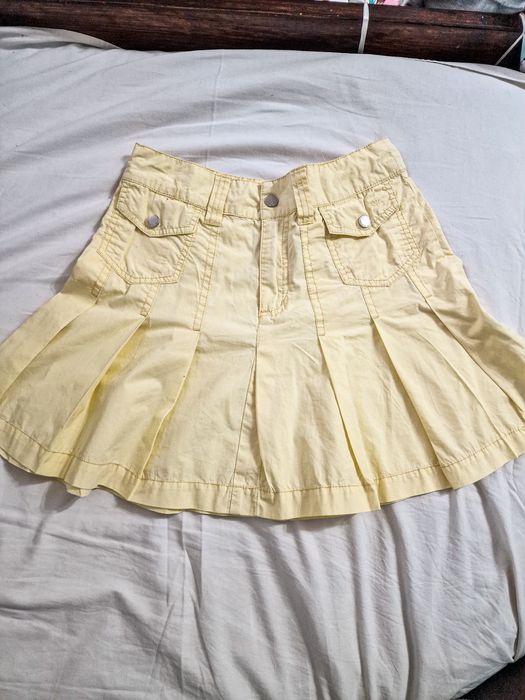 Żółta spódnica mini spodniczka rozkloszowana y2k skirt cyber