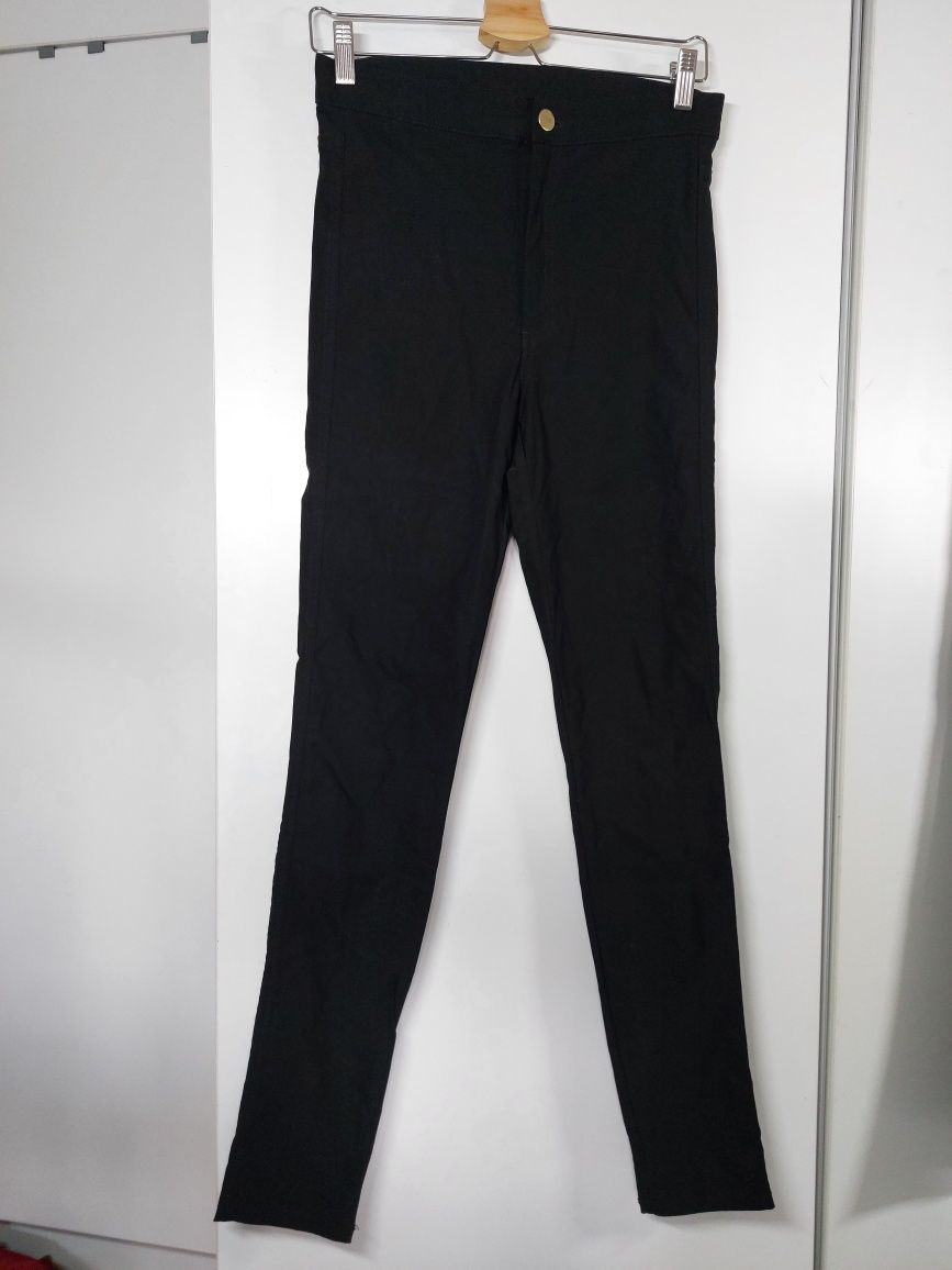 Czarne spodnie jegginsy H&M 40/L długie spodnie z wysokim stanem rurki