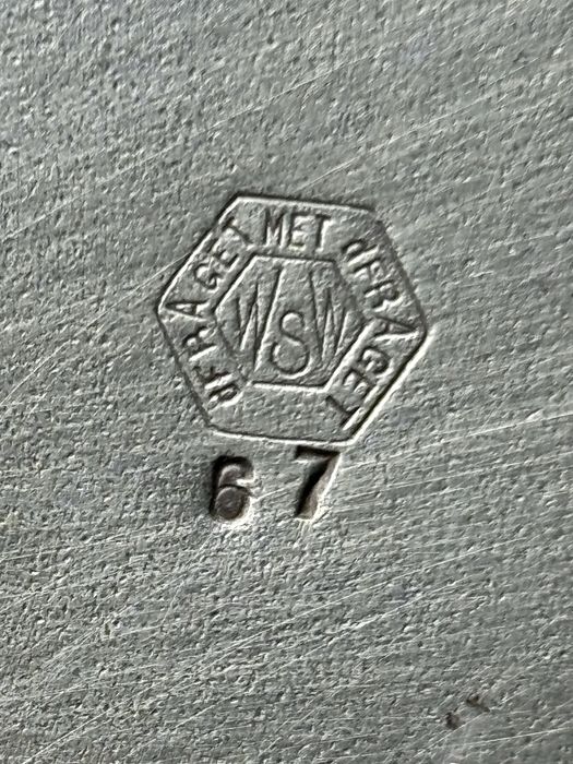 Unikatowa srebrna Solniczka Fraget Warszawa plater Rzadkość ładny stan