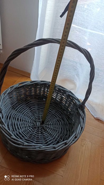 Kosz prezentowy wiklinowy, kolor szary duży