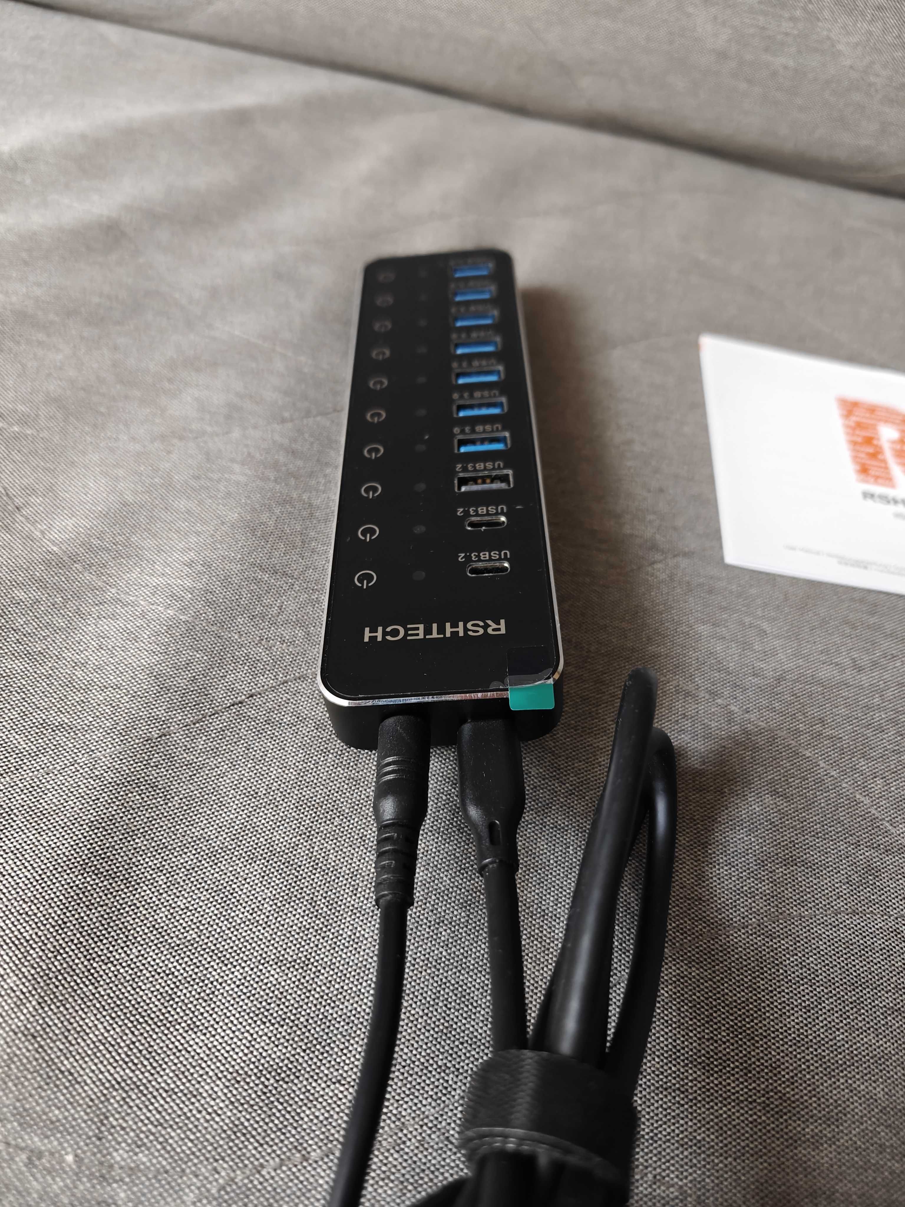 RSHTECH Koncentrator hub USB 3.2/USB-C 10-portowy 60W 10Gb/s